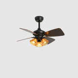 Traditional 4 Blade Flower Shades Ceiling Fan Lights Image - 7