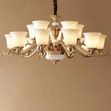 Traditional Bell Frosted Glass Chandelier Black Large Image - 15