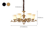 Traditional Bell Frosted Glass Chandelier Black Large Image - 27