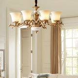 Traditional Bell Frosted Glass Chandelier Black Large Image - 4