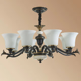 Traditional Bell Frosted Glass Chandelier Black Large Image - 5