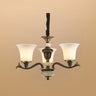 Traditional Bell Frosted Glass Chandelier Black Large Image - 6