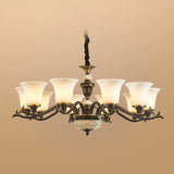 Traditional Bell Frosted Glass Chandelier Black Large Image - 9