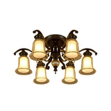 Traditional Bell Glass Semi-Flush Mount Light 3-Light Image - 7