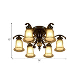 Traditional Bell Glass Semi-Flush Mount Light 3-Light Image - 9