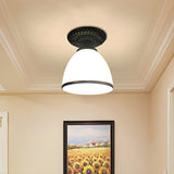 Traditional Black Bell Glass Semi-Flush Mount Light Image - 7