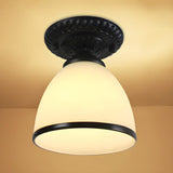 Traditional Black Bell Glass Semi-Flush Mount Light Image - 8