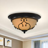 Traditional Black Bowl-Shaped Glass Flush Mount Light Image - 1