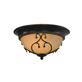 Traditional Black Bowl-Shaped Glass Flush Mount Light Image - 3