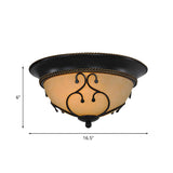 Traditional Black Bowl-Shaped Glass Flush Mount Light Image - 5