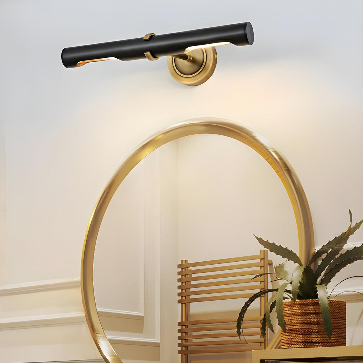 Traditional Black Copper Tubular LED Vanity Light Image - 6