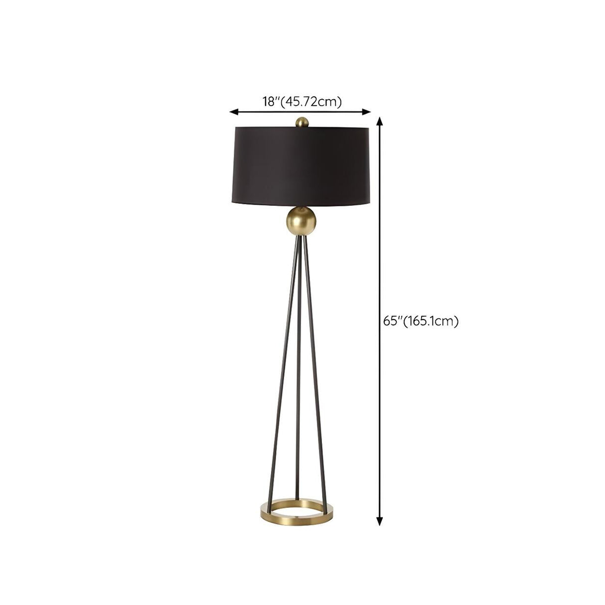 Traditional Black Cylinder Tripod Metal Floor Lamp 