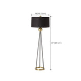 Traditional Black Cylinder Tripod Metal Floor Lamp #size