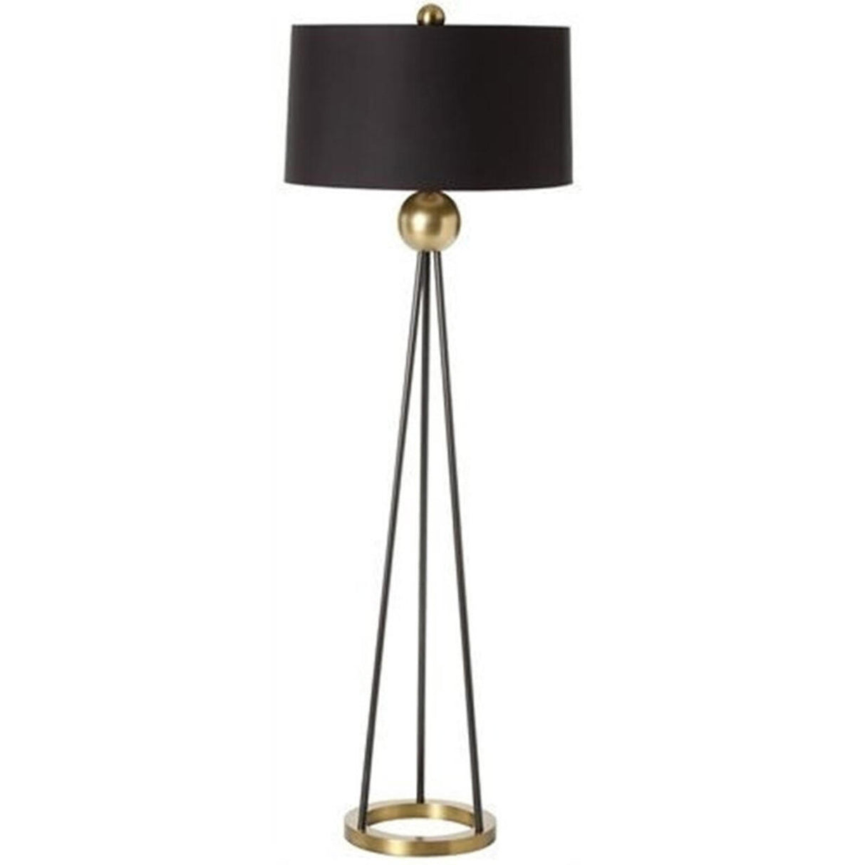 Traditional Black Cylinder Tripod Metal Floor Lamp Image - 2