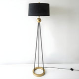 Traditional Black Cylinder Tripod Metal Floor Lamp Image - 6