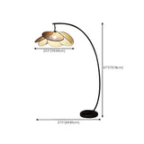 Traditional Black Floral Rattan Arched Floor Lamp #size