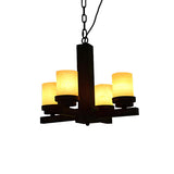 Traditional Black Frosted Glass Cylinder Pendant Chandelier Image - 2