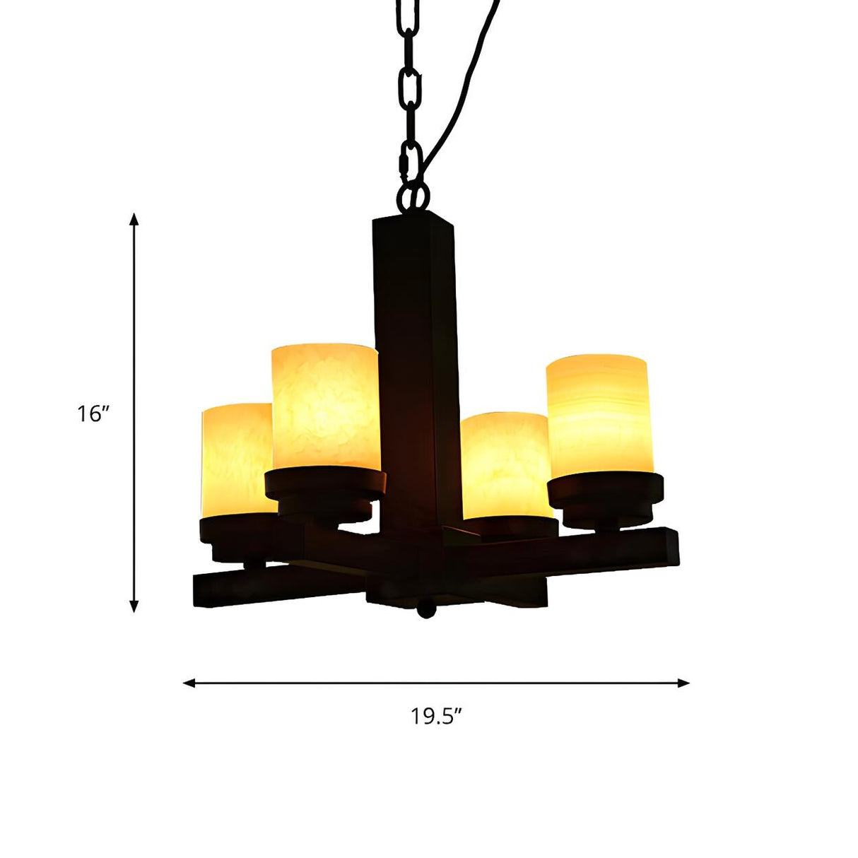 Traditional Black Frosted Glass Cylinder Pendant Chandelier 