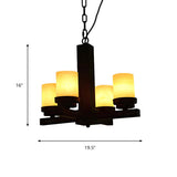 Traditional Black Frosted Glass Cylinder Pendant Chandelier #size