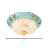 Traditional Blue Glass Carved Bowl LED Flush Mount Lamp Image - 4