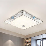 Traditional Blue Square LED Flush Mount Ceiling Light Image - 2