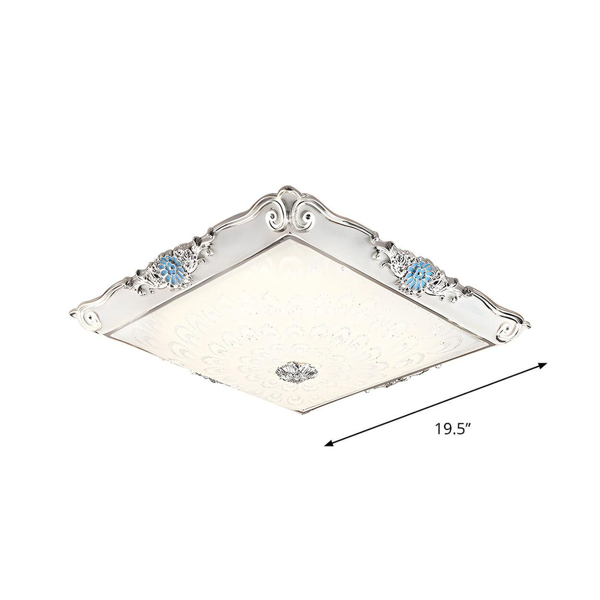 Traditional Blue Square LED Flush Mount Ceiling Light 