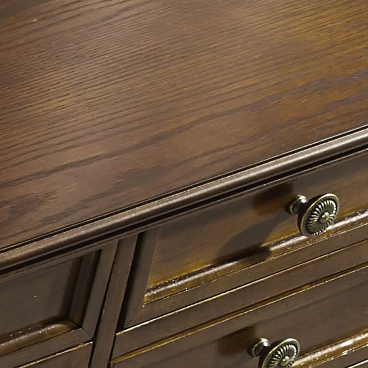 Traditional Bookcases Drawers Rubberwood Credenza Desk Image - 11