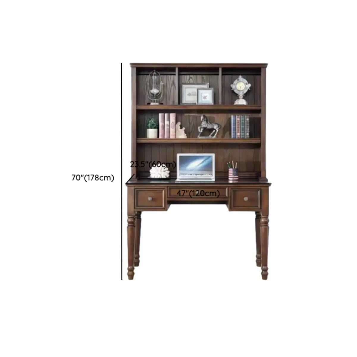 Traditional Bookcases Drawers Rubberwood Credenza Desk 