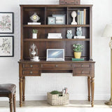 Traditional Bookcases Drawers Rubberwood Credenza Desk Image - 3