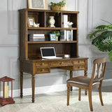 Traditional Bookcases Drawers Rubberwood Credenza Desk Image - 4