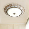 Traditional Bowl-Shaped Carving LED Flush Mount Light Image - 1