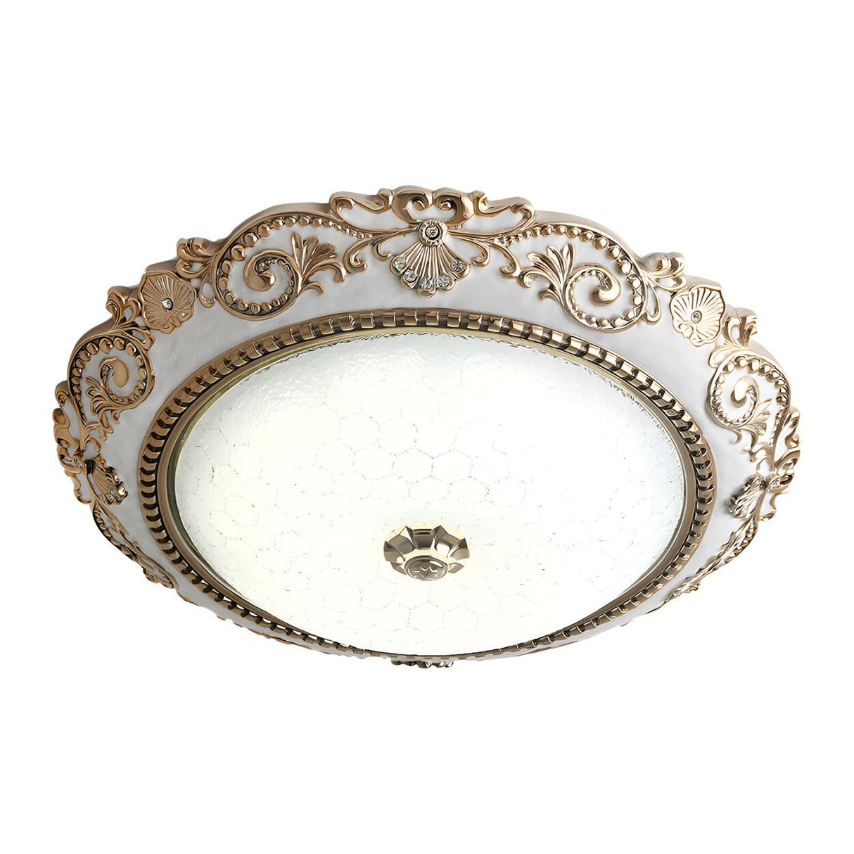 Traditional Bowl-Shaped Carving LED Flush Mount Light Image - 3