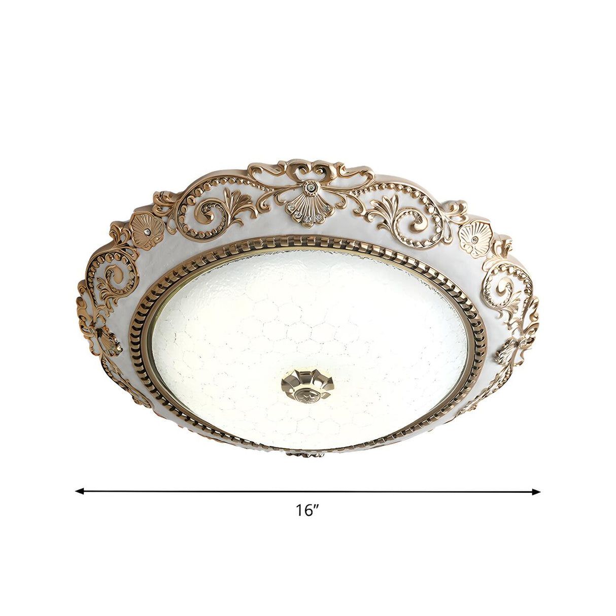 Traditional Bowl-Shaped Carving LED Flush Mount Light Image - 4