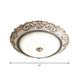 Traditional Bowl-Shaped Carving LED Flush Mount Light Image - 4