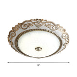 Traditional Bowl-Shaped Carving LED Flush Mount Light Image - 5