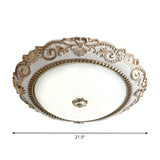 Traditional Bowl-Shaped Carving LED Flush Mount Light Image - 6