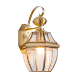 Traditional Brass Glass Lantern External Wall Light Image - 3