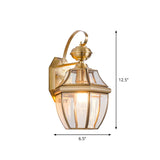 Traditional Brass Glass Lantern External Wall Light #size