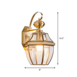 Traditional Brass Glass Lantern External Wall Light Image - 5