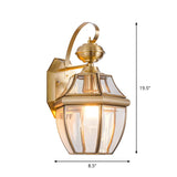 Traditional Brass Glass Lantern External Wall Light Image - 6