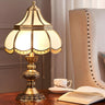 Traditional Brass Scalloped Glass Pull Chain Table Lamp Image - 2