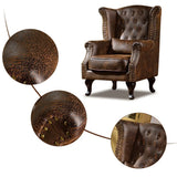 Traditional Brown Suede Round Arm Nailhead Lounge Chair Image - 14