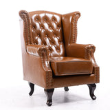 Traditional Brown Suede Round Arm Nailhead Lounge Chair Image - 9