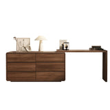 Traditional Brown Wood Drawer Makeup Vanity Set with Mirror Image - 2