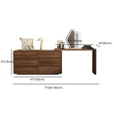 Traditional Brown Wood Drawer Makeup Vanity Set with Mirror Image - 27