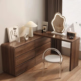 Traditional Brown Wood Drawer Makeup Vanity Set with Mirror Image - 6