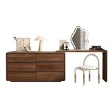 Traditional Brown Wood Drawer Makeup Vanity Set with Mirror Image - 7