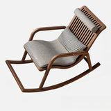 Traditional Brown Wood Track Arms Rocking Chair Image - 10