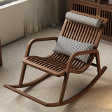 Traditional Brown Wood Track Arms Rocking Chair Image - 6