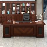 Traditional Brown Wooden Sledge Long Executive Desk Image - 1